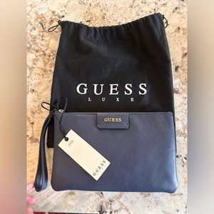 NWT Guess leather zipper wristlet - navy